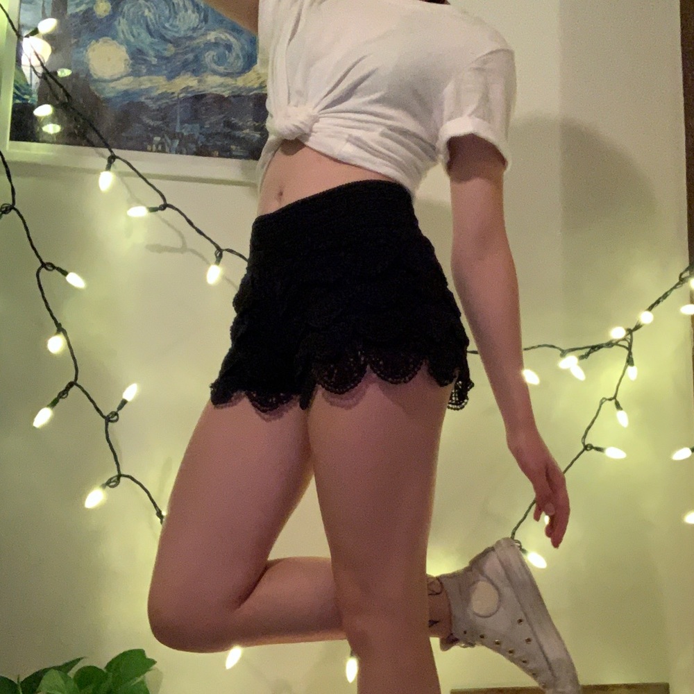 black lace shorts